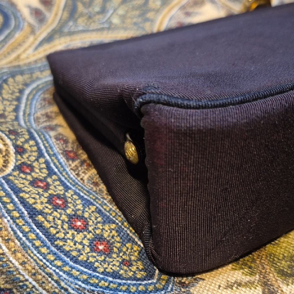Vintage Dark Navy Clutch with Gold Accent - Picture 10 of 16